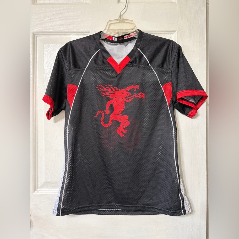 Stranger Things Med Unisex Black and Red Graphic Jersey